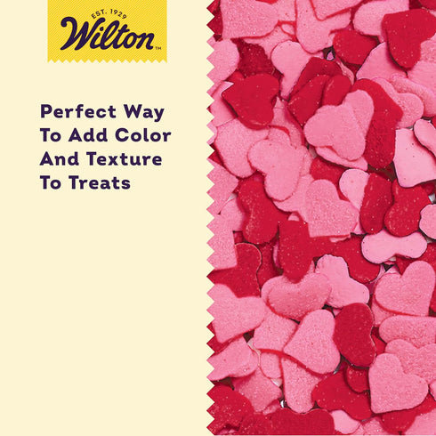 Wilton Jumbo Heart Sprinkles, Heart-Shaped for Valentine's Day Cakes, Cupcakes & Cookies, 3.2 oz, Red and Pink