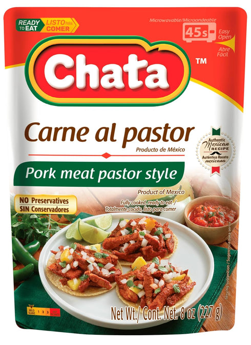 Chata Authentic Mexican Carne Al Pastor, Seasoned Pork, 8 oz, Pack of