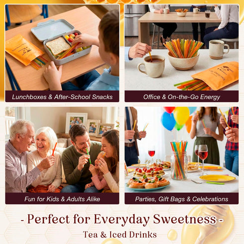 Sun Bay Foods 100% (50, Sunbay Foods Organic Honey Sticks - Pure Raw Clover Honey Straws - Easy to Open Natural