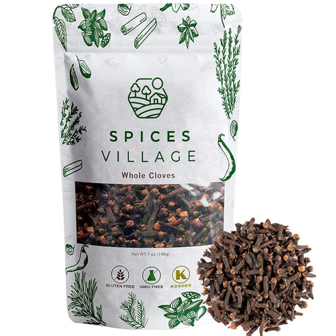Spices Village Whole Cloves 7 Ounces, Kosher, All Natural Dried Clove Buds, Gluten Free, Resealable Bulk Bag