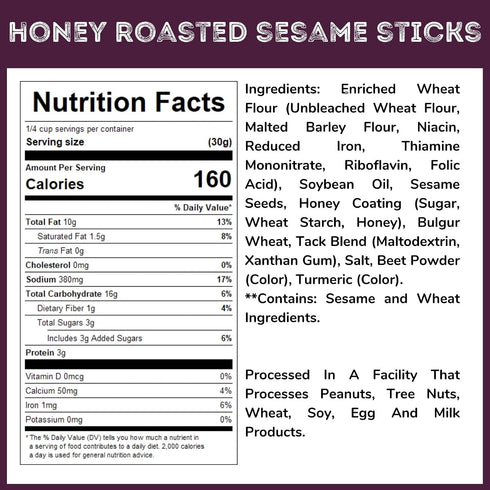 5 Lb WinCrest Bulk Honey Roasted Sesame Sticks - Case