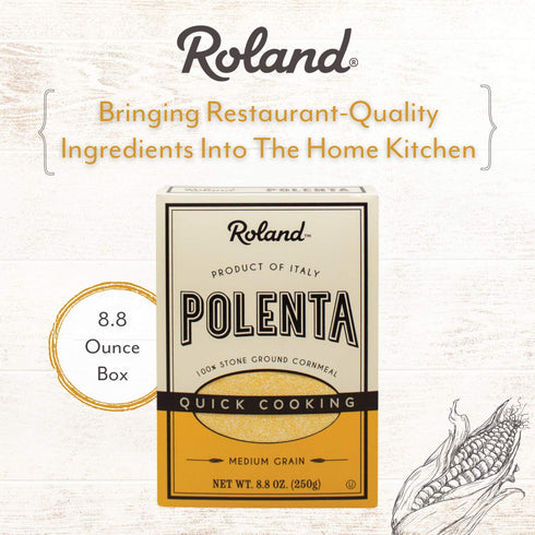 8.8 Pack 12 Roland Foods Medium Grain Yellow Polenta, Ounce Box
