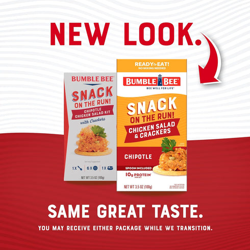 Pack 10g (Pack 12) Bumble Bee Snack On The Run! Protein Snack - Chipotle Chicken Salad with Crackers - Protein per Box