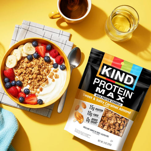 15g 9oz, 1 Count KIND Protein MAX Granola, Sweet & Salty Caramel Almond, Gluten Free, High Protein, Keto Snacks