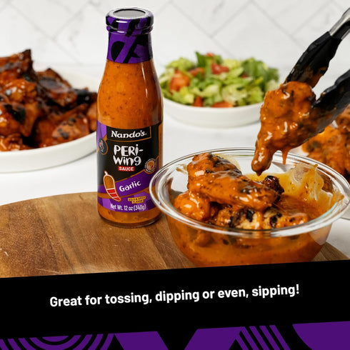 Nando's 12oz (Pack 3) Garlic Wing Sauce of - Perfect Dipping with PERi-PERi Bird's Eye Chilli! - Bold & Spicy Flavor