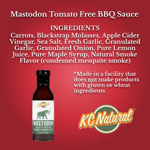 14 oz KC Natural - Mastodon Barbecue Sauce - Nightshade Free - Paleo and AIP Friendly