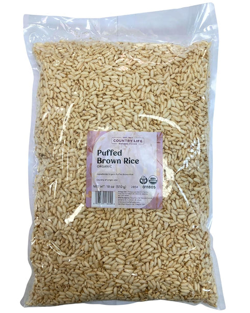 Organic Puffed Brown Rice, Non-GMO, Gluten-Free Whole Grain Snack, Toasted Flavor, 18