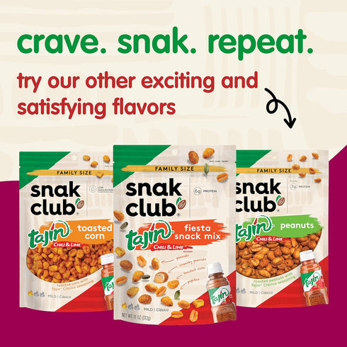 2.25 oz 12 Pack Snak Club Tajin Crunchy Peanuts, Nuts with Chili and Lime Seasoning, Mild, Snack Bags