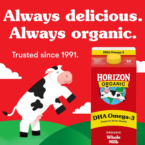 Omega-3 64 oz Horizon Organic DHA Milk, DHA Whole Milk, fl Half Gallon Carton