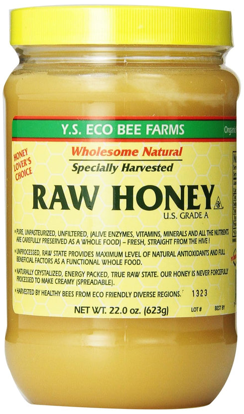 YS Royal Jelly/Honey Bee Y.S. Eco Bee Farms Raw Honey - 22 oz (4 Pack)