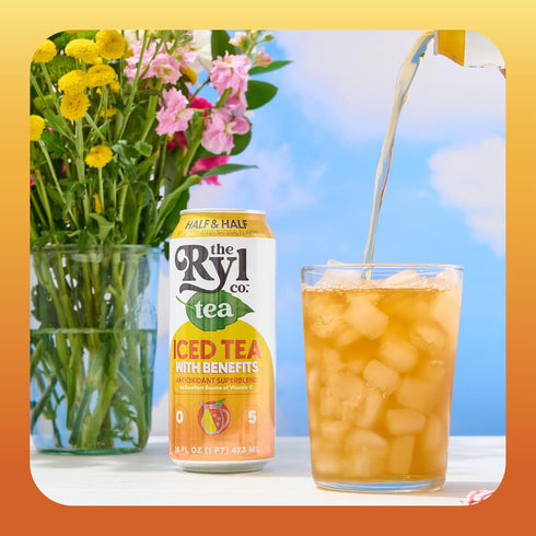 16.0 Oz (12-Pack) Ryl Iced Tea, Half & Half, Antioxidant Superblend, No Artificial Ingredients, Fl