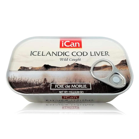 4oz. (PACK 12 Icelandic Cod Liver Wild Caught (Foie de Morue) OF CANS)