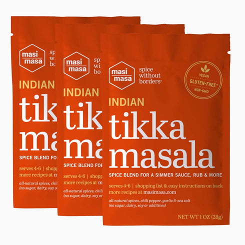 MASI MASA Indian Tikka Masala Spice Blend (3 Pack), Curry Seasoning for Simmer Sauce, Marinade or Rub, Vegan, No Gluten