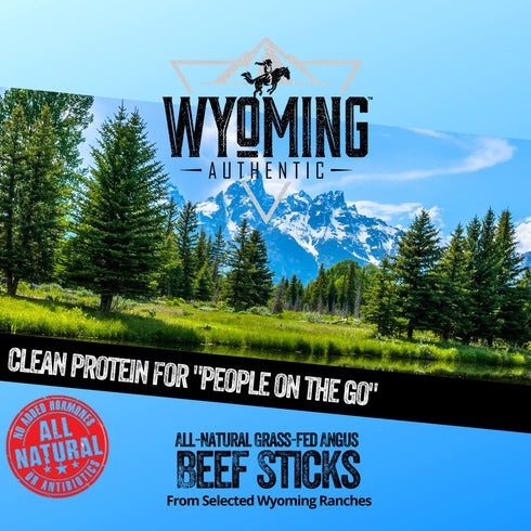 100% 4X 6g Wyoming Grass Fed Beef Sticks - Each Flavor - Cowboy Hickory smoke, Wild Ginger & Original Jalapeno - Clean