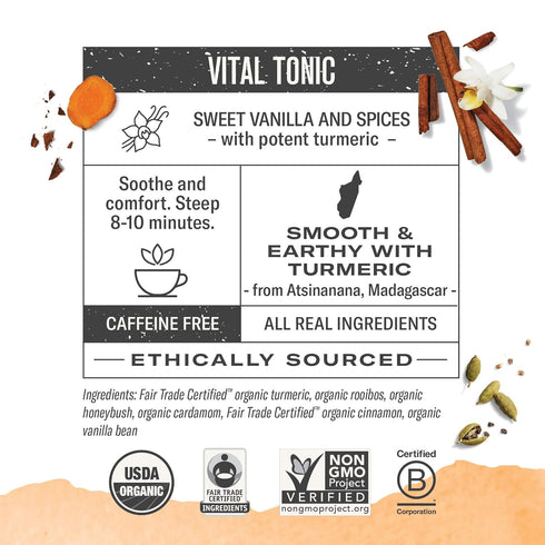 Numi Organic Turmeric Tea Bags, 15 Bags, Herbal Tea with Rooibos & Spices, Amber Sun Flavor