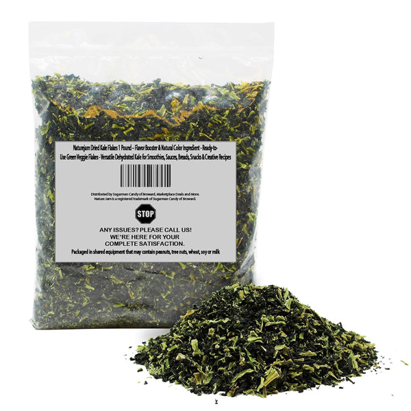 Naturejam Dried Kale Flakes 1 Pound Flavor Booster & Natural Color Ingredient