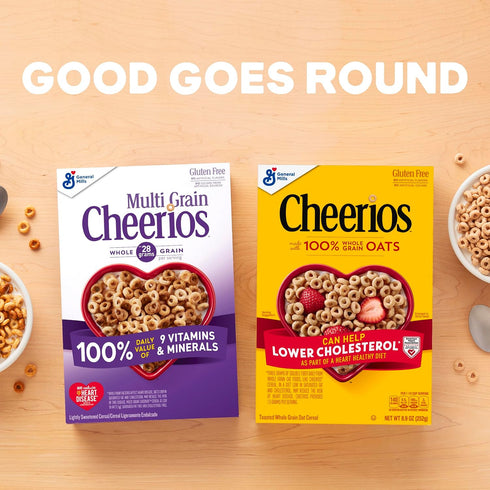 18 oz Multi Grain Cheerios, Heart Healthy Breakfast Cereal, Gluten Free, Family Size