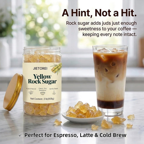 JIETOREI 2lb/908g, Yellow Rock Sugar for Pho, Cooking, Coffee and Tea, Medium sized irregular sugar cubes, Gently