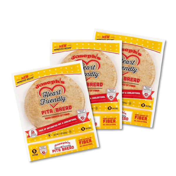 Joseph's Pita Bread Value 3-Pack, Flax Oat Bran and Whole Wheat, 7g
