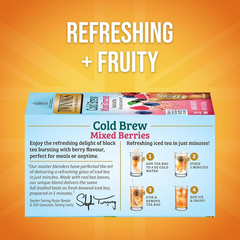 20 Count (Pack 6), 120 Twinings Mixed Berries Cold Brew Iced Tea Bags, of Unsweetened Flavoured Black Tea, Caffeinated