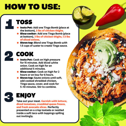 Pack 2 EZ Bombs Tinga Bomb Smoky Chipotle Seasoning, of - Authentic Mexican Seasoning Tinga Spice for Shredded Chicken