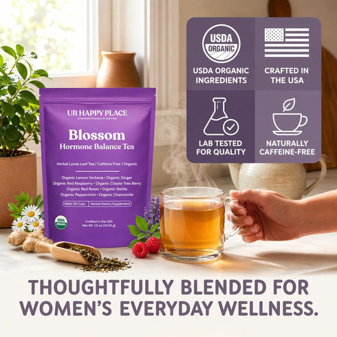 Hormone Balance for Women Tea with Red Raspberry Leaf, Chamomile, Peppermint, Nettle & Chaste Tree Berry Organic Herbal