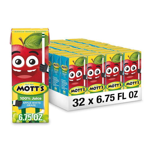 Mott's 100 percent Apple White Grape Juice, 6.75 fl oz boxes (Pack