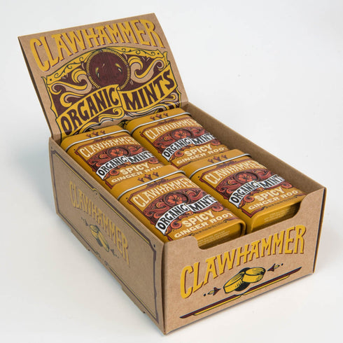 Clawhammer Organic Mints, USDA Certified Organic, Gluten Free, Non-GMO, Spicy Ginger Root, 30 Count Tin