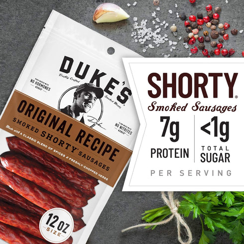 7g 12 oz. Duke's Pork Original Smoked Shorty Sausages, Protein Per Serving