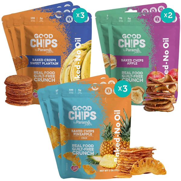 Baked Apple, Pineapple & Sweet Plantain Chips/Crisps by GOOD CHIPS! Crispy, Crunchy,