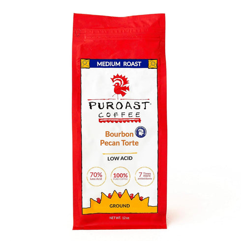 Puroast Low Acid Ground Coffee, Premium Bourbon Pecan, Certified Low Acid -