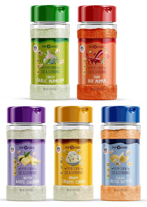 Popcorn Seasoning Variety Pack, 5 Gourmet Popcorn Flavoring Kit, 2.5 OZ