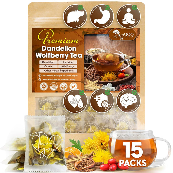 TOG999, Organic Dandelion Wolfberry Tea, 9 Herbal Ingredients, Traditional Recipe Tea for