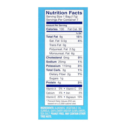 Blue Diamond Almonds 100 (Pack 7) , Low Sodium Lightly Salted, Calorie On-The-Go Bags