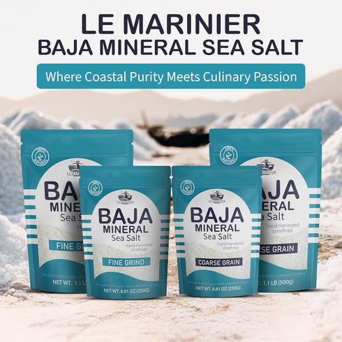 1.1lb 18oz 100% (1.1lb Le Marinier Baja Mineral Sea Salt Coarse Grain, - | Natural and Unrefined | Authentic Baja Sea