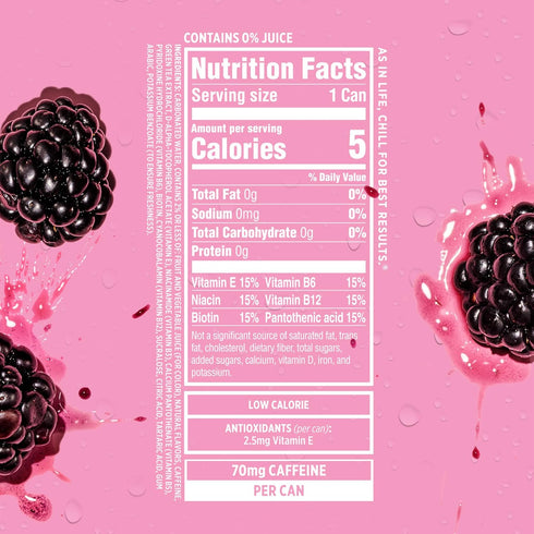 Vitamins,4/16oz Sparkling Ice Caffeine, Black Raspberry Sparkling Water with Caffeine, Zero Sugar, with Antioxidants
