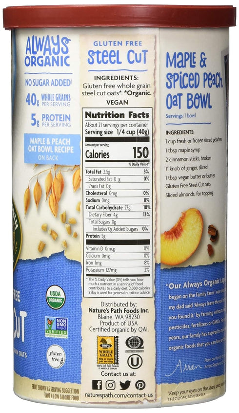 30 OZ (Pack 2) NATURES PATH OATS GF STEEL CUT ORG