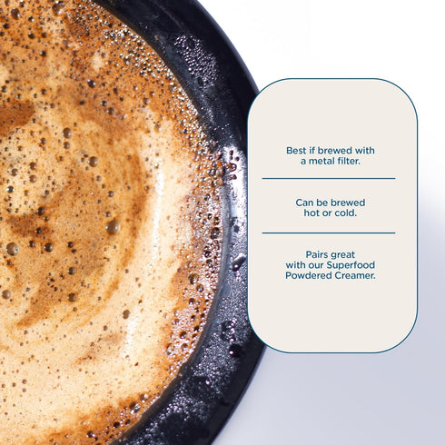 12 oz. Laird Superfood Peruvian Dark Roast Coffee with Functional Mushrooms, Certified Organic Peruvian Ground Coffee