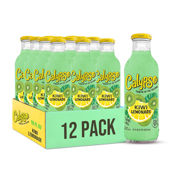 Calypso Lemonade, Kiwi Lemonade, Made with Real Fruit, 16 Fl Oz Glass