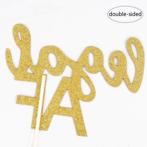 Legal AF Birthday Cake Topper for 18th, 19th, 21st Birthday Party Decorations, Double Sided Gold Glitter