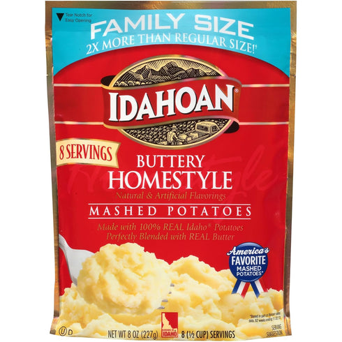 Idahoan Buttery Homestyle Mashed Potatoes Family Size 8 oz. (Pack of 6)