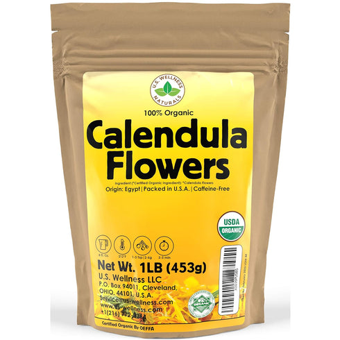 Calendula Tea 1LB (16Oz) 100% CERTIFIED Organic Whole Flower Herbal Tea (Calendula
