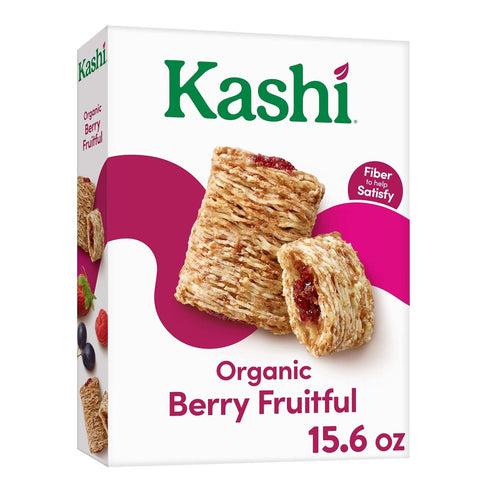 Kashi Breakfast Cereal, Vegan Protein, Organic Fiber Cereal, Berry Fruitful, 15.6oz Box