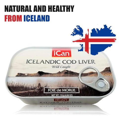 4oz. (PACK 12 Icelandic Cod Liver Wild Caught (Foie de Morue) OF CANS)