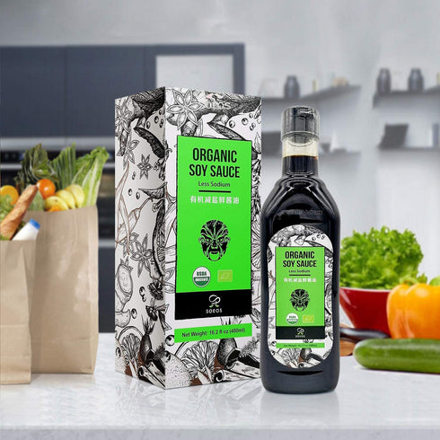 Organic Low Sodium Soy Sauce, Soeos, 16.2oz, USDA Organic, Naturally Brewed