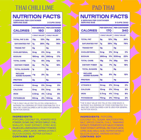 Pack 6 6 Pack Party Of Thai-Inspired Popcorn Variety Chili Lime + Pad Thai Mini Size Bags Bold, Tangy, Spicy