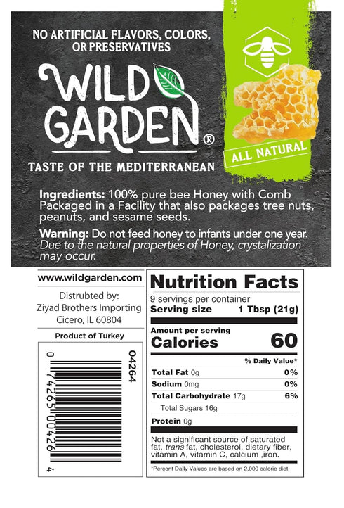100% 7.05 Oz Wild Garden RAW Pure Bee Honeycomb - No Additives, No Preservatives, Fresh From The Mountains