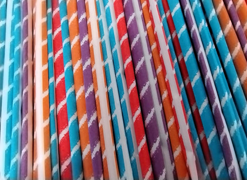 80 Count Sweet and Sour Candy Powder Filled Straws - of Assorted Orange Cherry Grape Tropical Punch Individually