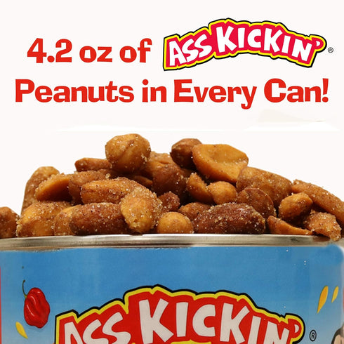 ASS KICKIN' Roasted Spicy Hot Peanuts - 4.25 oz Ultimate Spicy Gourmet Gift Peanuts (Habanero Honey)