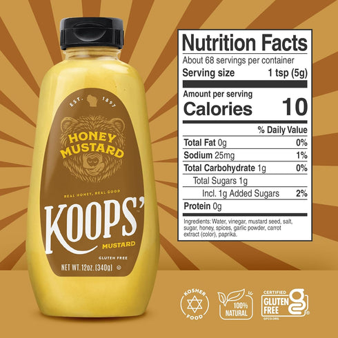12 oz. 4 Pack Koops' Honey Mustard, Bottle